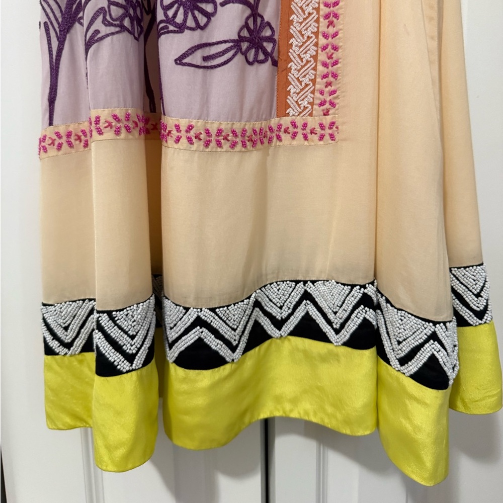 Anthropologie Beaded Patchwork Leifnotes Silk Shi… - image 5
